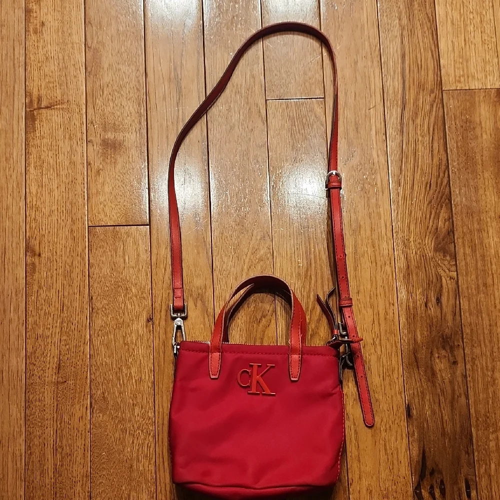 Calvin Klein Cherry Red Mini Crossbody Tote Bag CKbody Bag